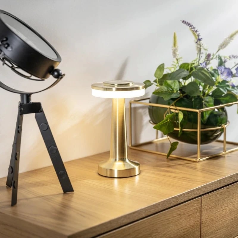 Elegante tragbare dimmbare kabellose Tischlampe aus Metall, wiederaufladbar