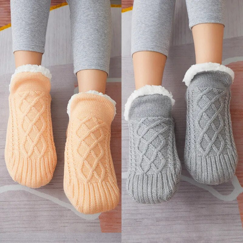 Polstrede varme vintersokker i termisk blanding