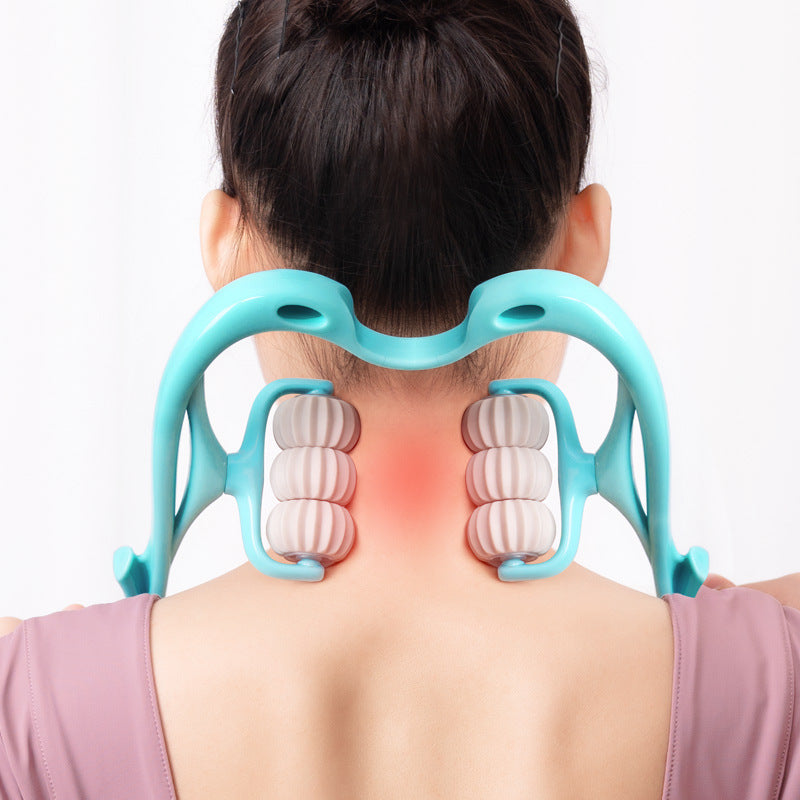 Ergonomisches handgehaltenes Nackenmassagegerät mit sechs Rädern und dynamischen Rollen