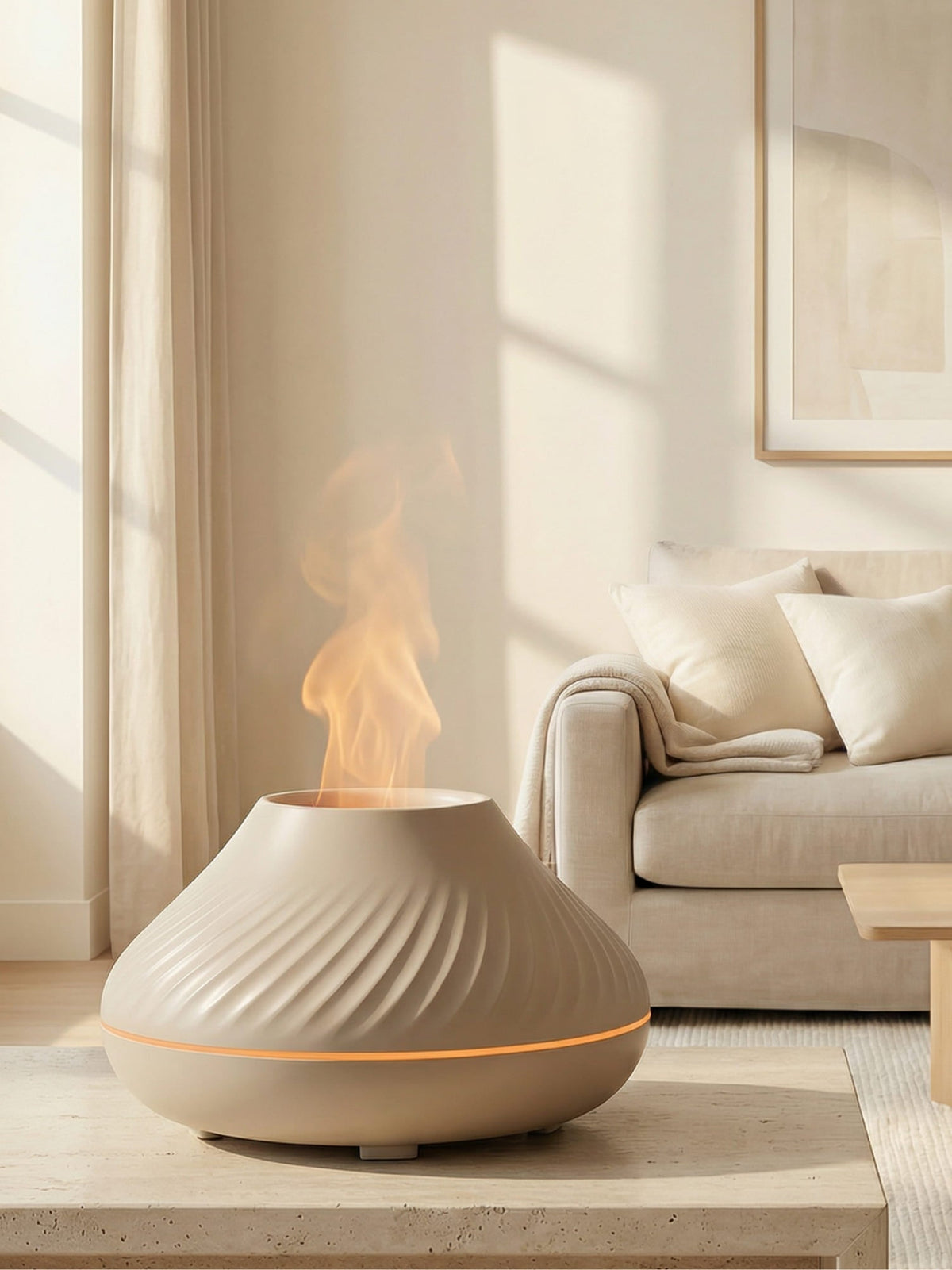 Beleuchteter Aromadiffusor für ätherische Öle mit Nebel und Flammeneffekt