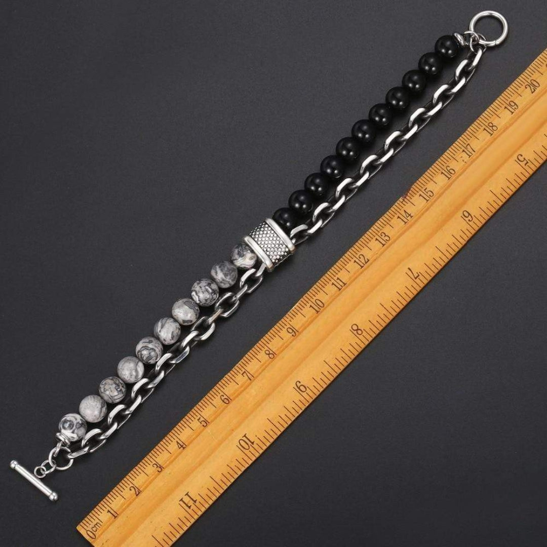Beskyttende herrearmbånd med perler af naturlig jaspissten