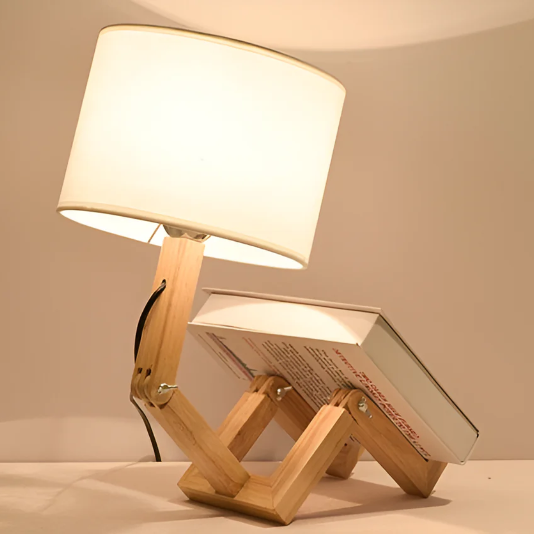 Justerbar nordisk bordlampe i massivt træ