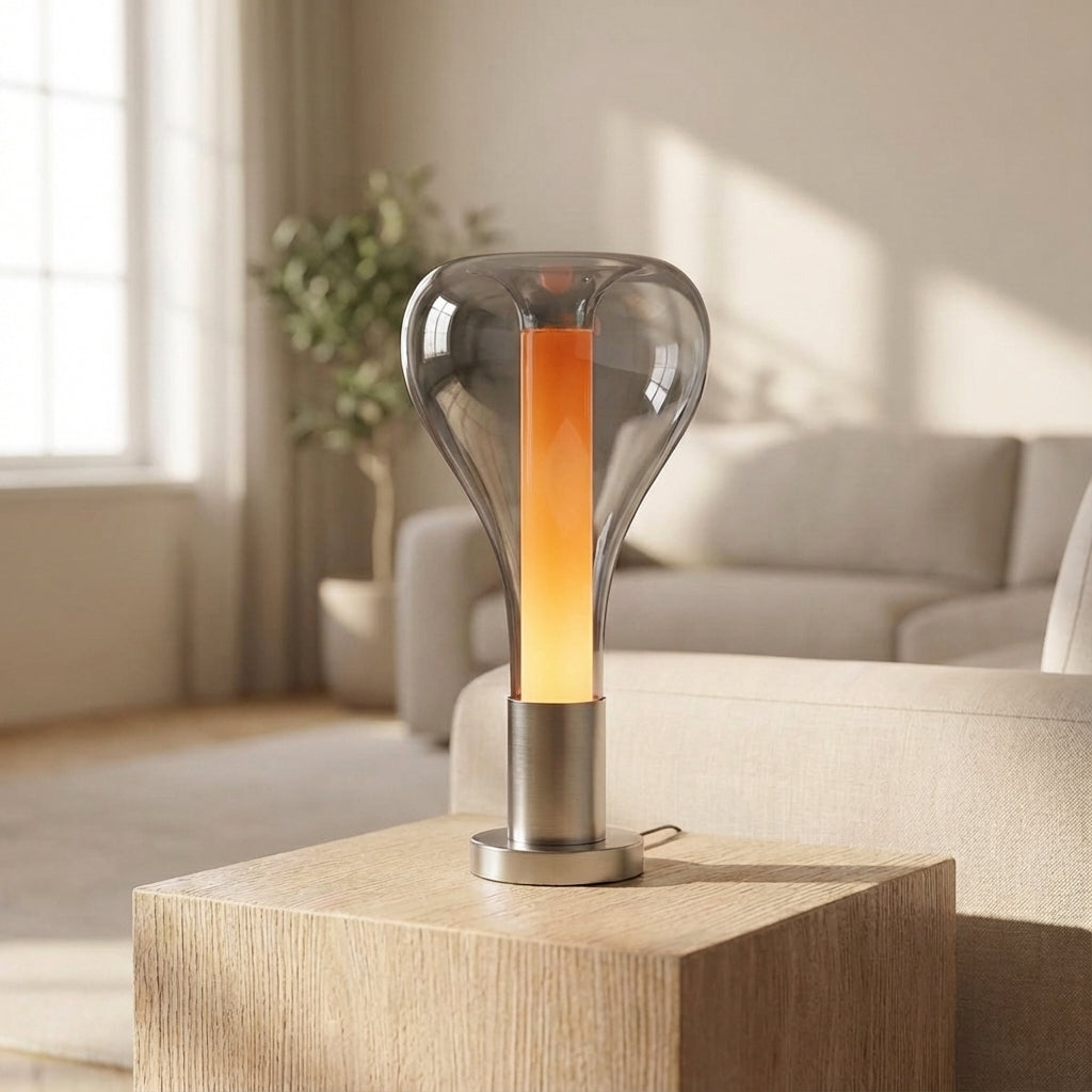 Tischlampe aus mundgeblasenem Glas mit fließender Flüssigkeitsbewegung