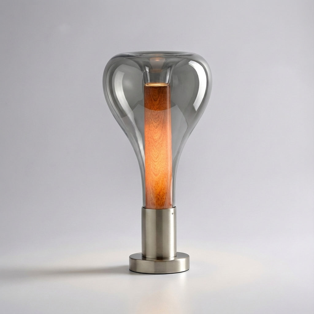 Håndblæst glasbordlampe med flydende væskebevægelse