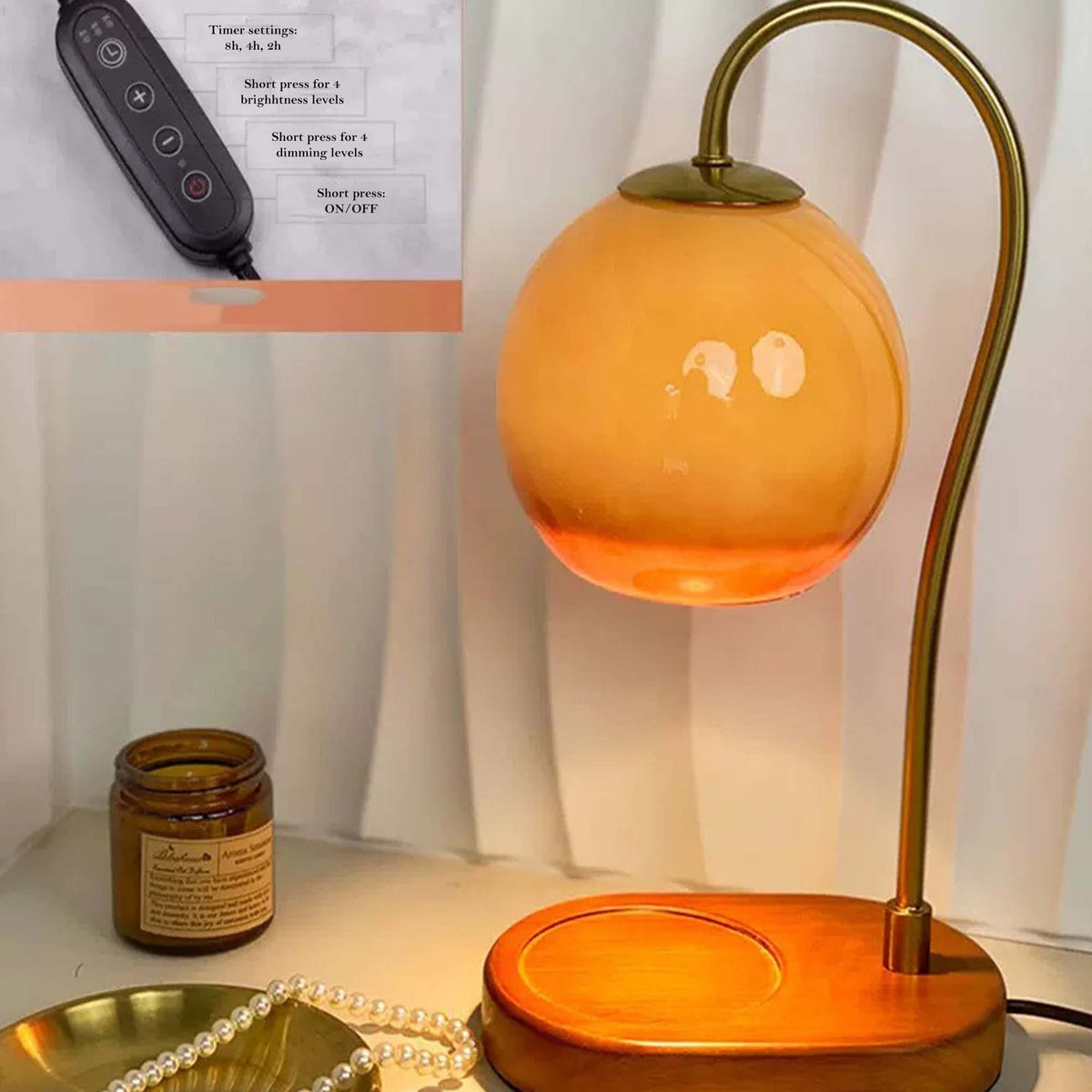 Höhenverstellbare elektrische Tischlampe ohne Flamme mit Wachsschmelz-Kerzenwärmer