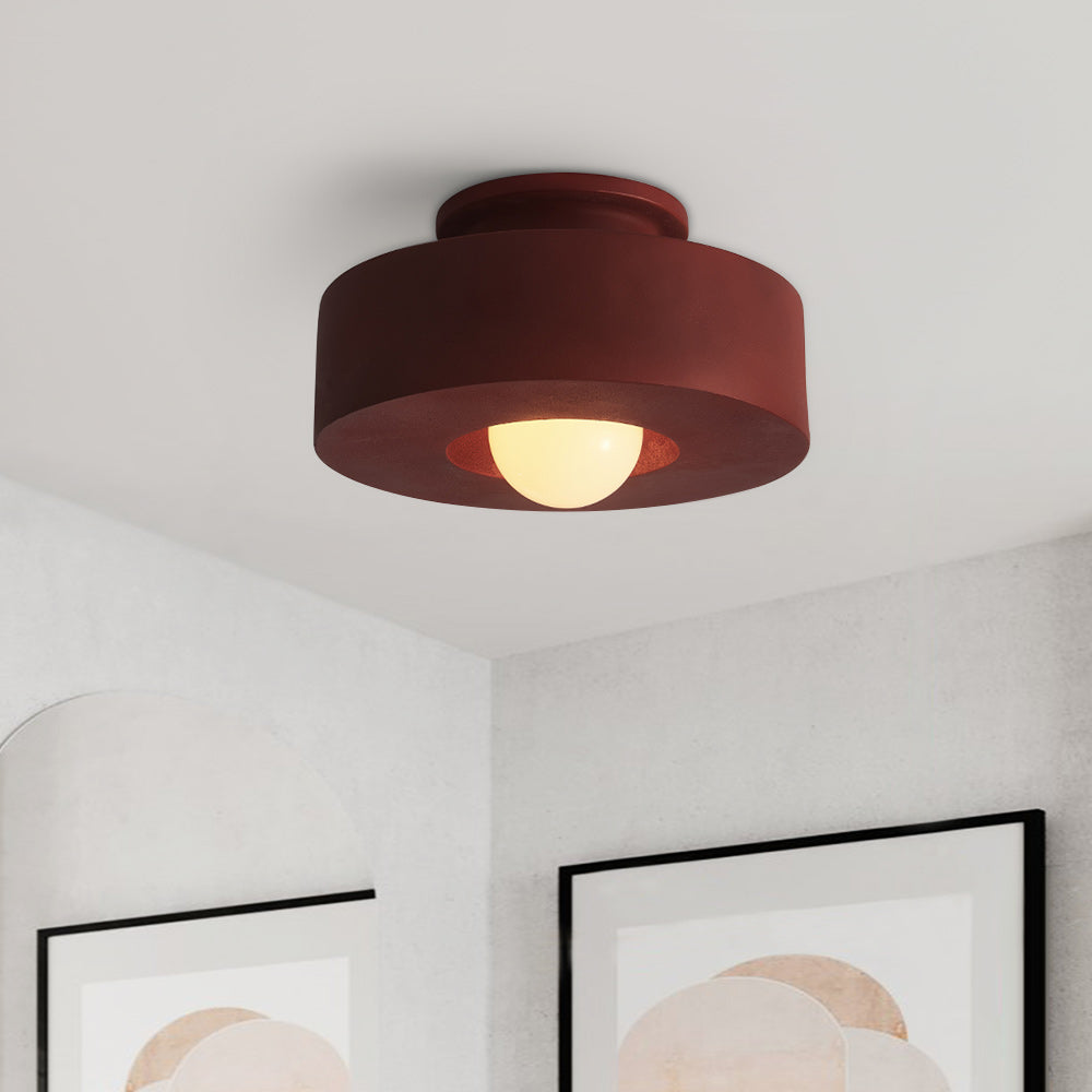 Nordische zylindrische dimmbare Deckenleuchte im Wabi-Sabi-Stil mit matter Keramikoptik