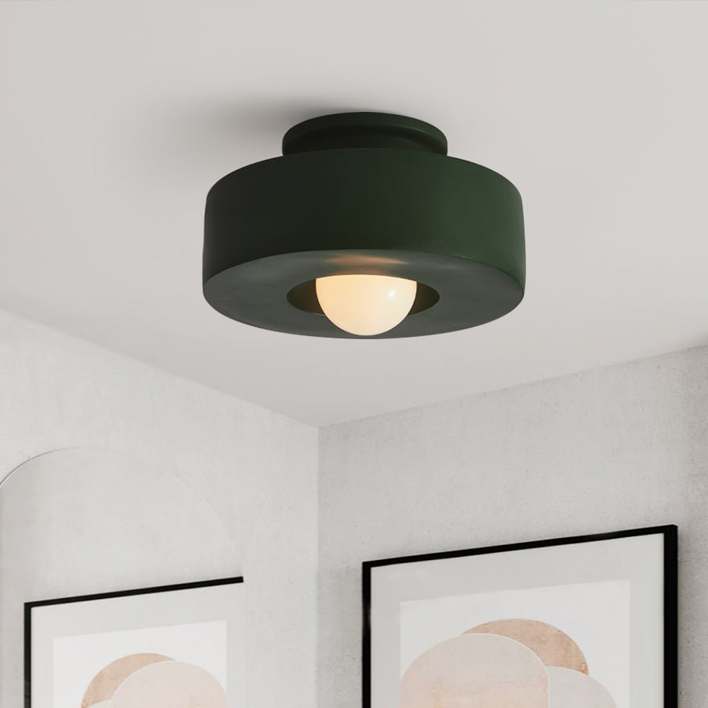 Nordische zylindrische dimmbare Deckenleuchte im Wabi-Sabi-Stil mit matter Keramikoptik