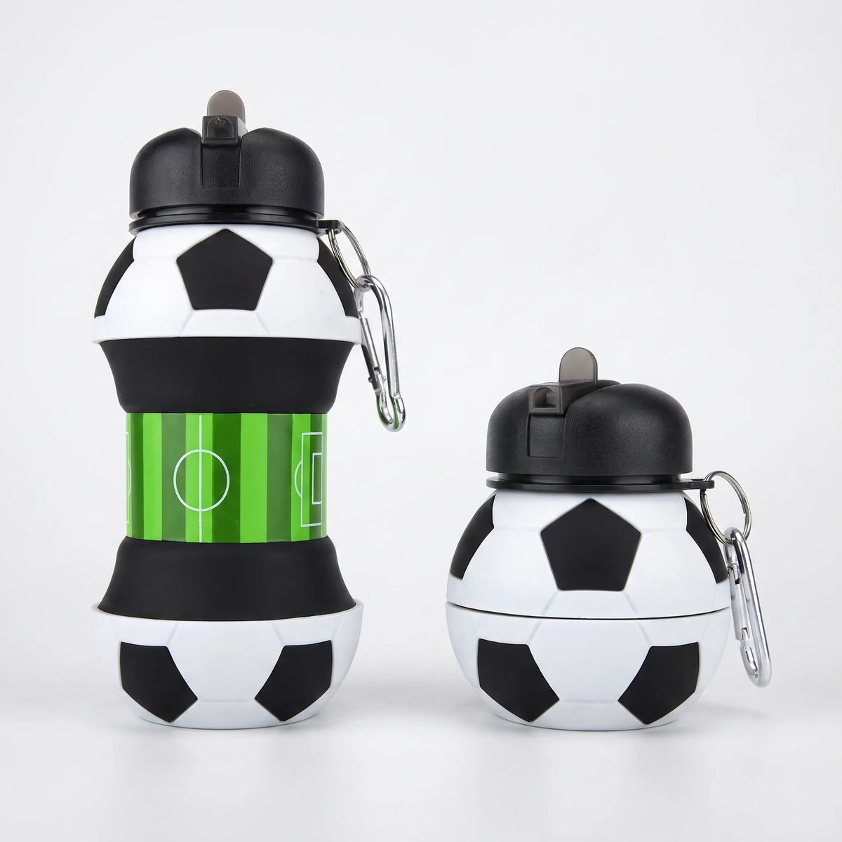 Zusammenklappbare teleskopische Silikon-Sportflasche mit Karabinerhaken
