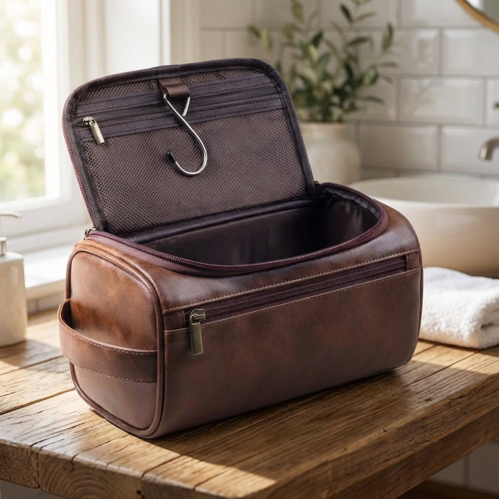 Kompakte, wasserabweisende Reisekulturbeuteltasche mit mehreren Taschen und Aufhängevorrichtung