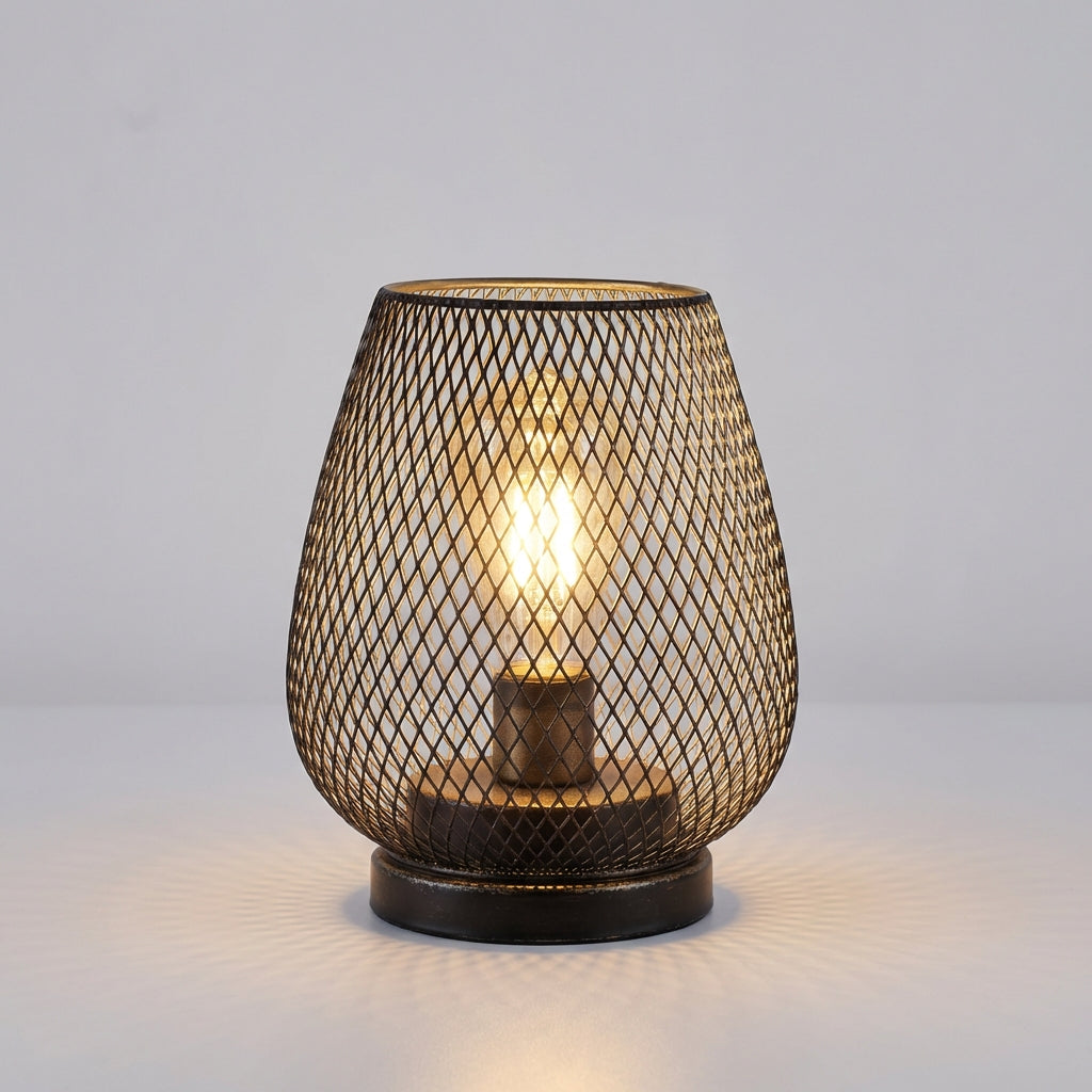 Kabellose Mesh-Lampenschirm-Tischlampen-Set mit Batteriebetrieb und stimmungsvollem Licht