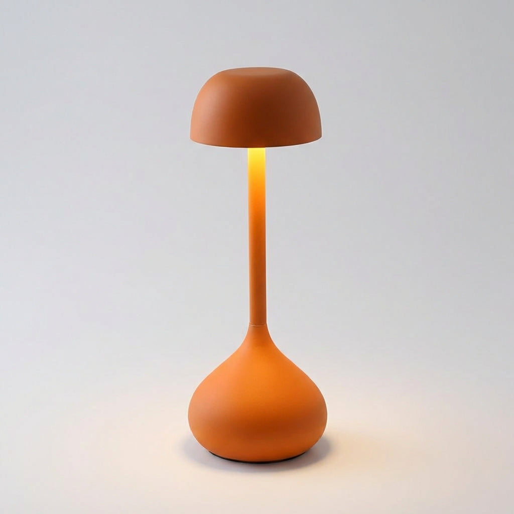 Elegante kabellose dimmbare Aluminium-Tischlampe mit Pilz-Silhouette