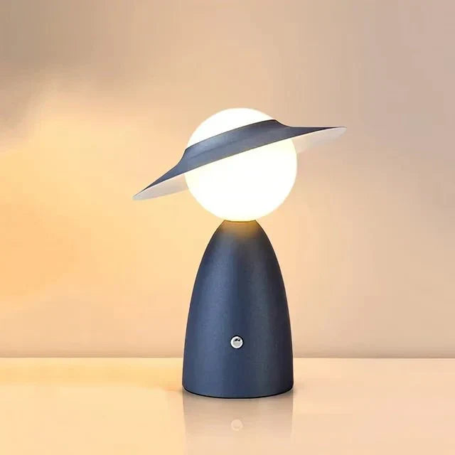 Skulpturale minimalistische Tischlampe mit Touch-Steuerung, kabellosem Laden und Akku