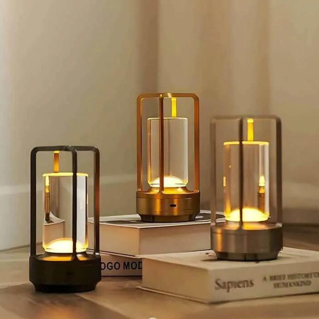 Kabellose wiederaufladbare Tischlampe in Kristallzylinderform mit Touch-Dimmer