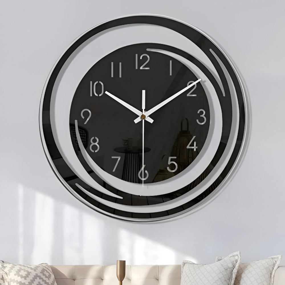 Mehrschichtige runde minimalistische skandinavische Wanduhr aus Acryl mit leisem Uhrwerk