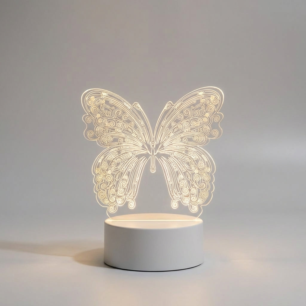 Moderne Tischlampe mit geometrischem Schmetterlingsausschnitt und USB-Stromversorgung