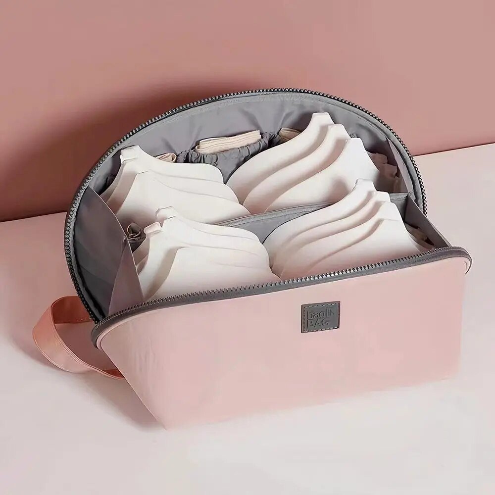 Kompakt rejsetoilettaskeorganizer i vasket nylon med bred åbning