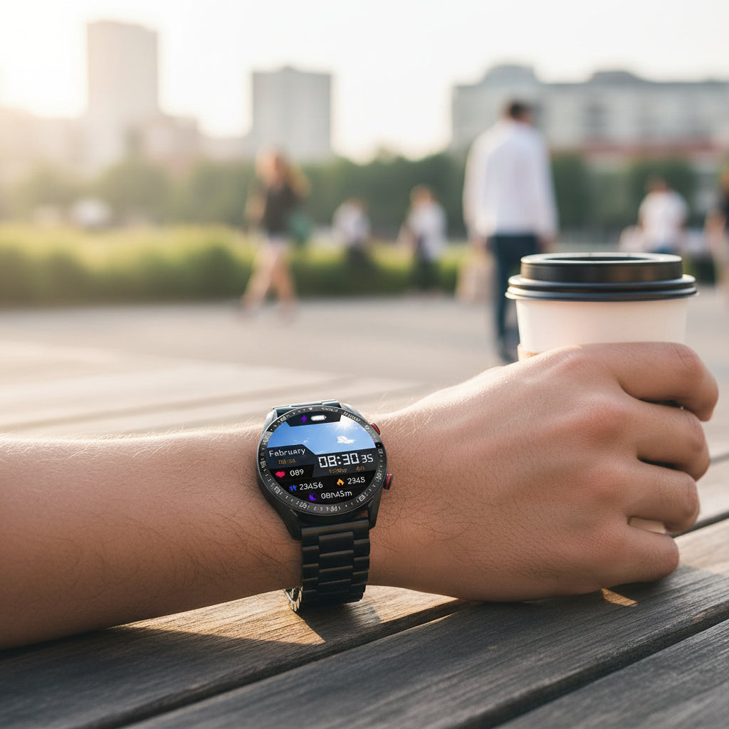 Smartwatch mit Breitbild und Blutdruck-, Blutzucker- sowie Fitnessüberwachung