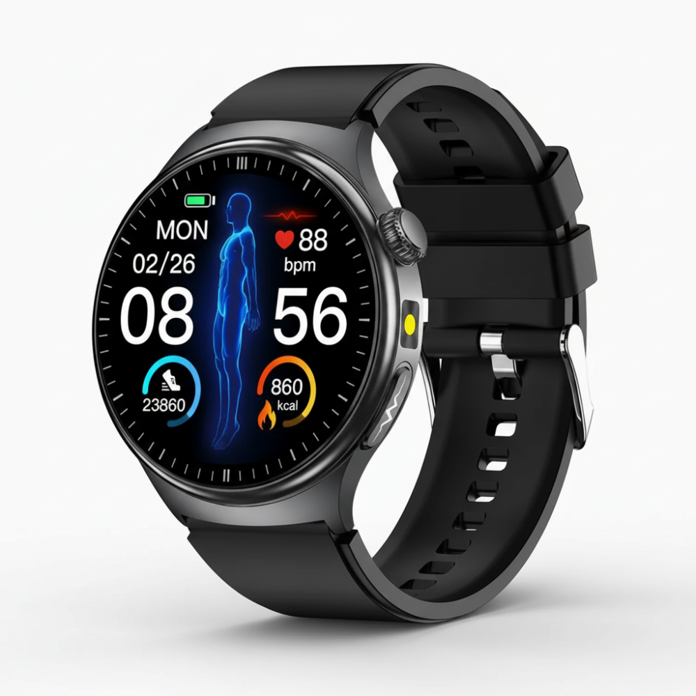 Smartwatch til fitness og sport i aluminiumslegering med touchskærm, aktivitets- og søvnovervågning