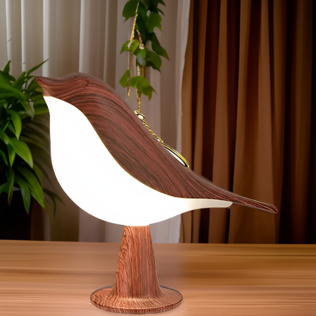 Skulpturale aufladbare dimmbare Tischlampe in Vogelform mit Touch-Steuerung