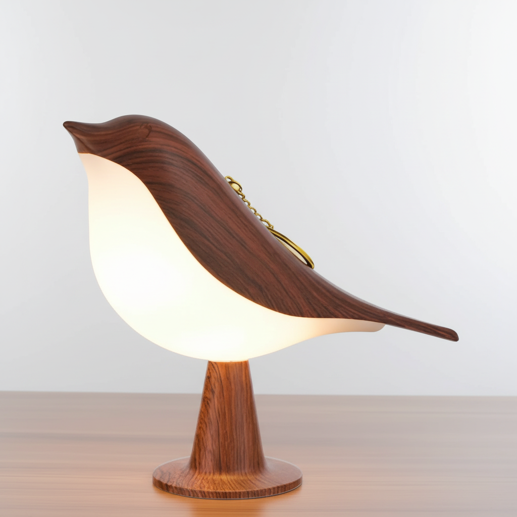 Skulpturale aufladbare dimmbare Tischlampe in Vogelform mit Touch-Steuerung