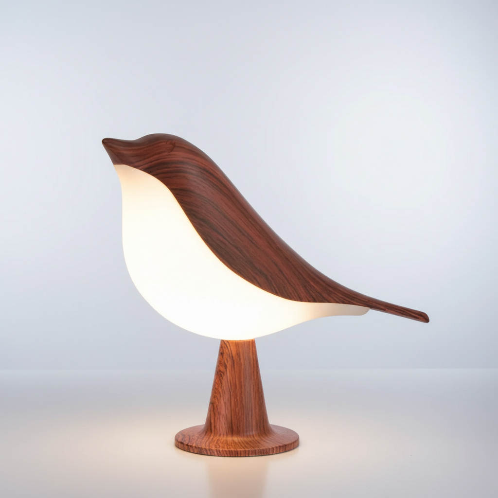 Skulpturale aufladbare dimmbare Tischlampe in Vogelform mit Touch-Steuerung