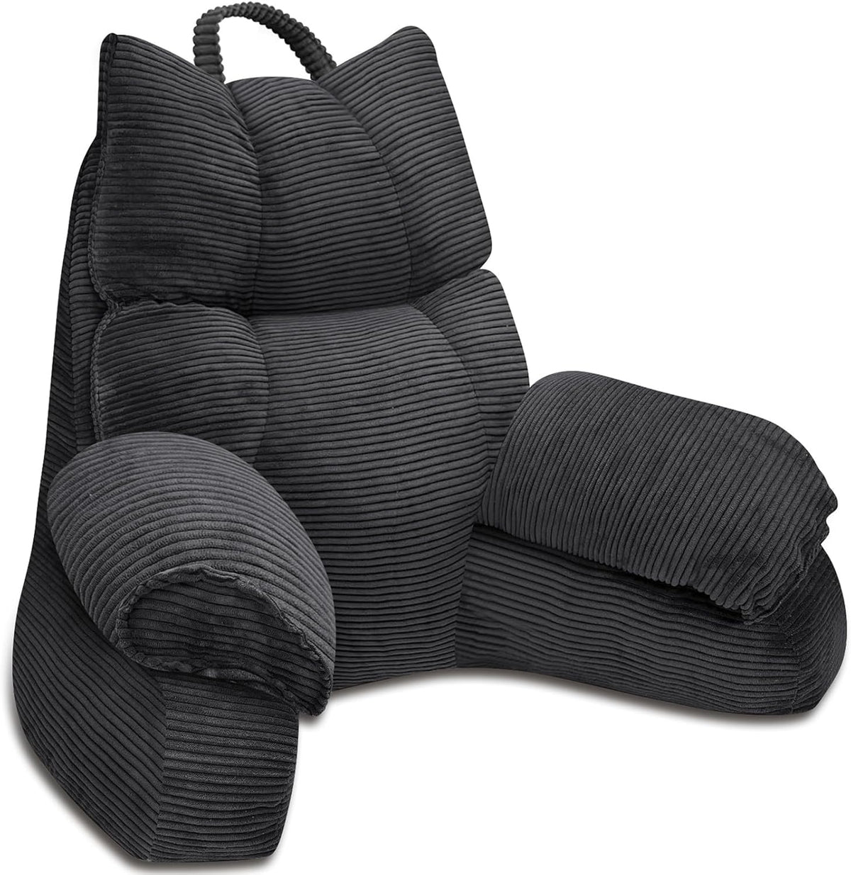 Bett-Loungekissen aus Memory-Schaumstoff mit Armlehnen und strukturierter Rückenlehne