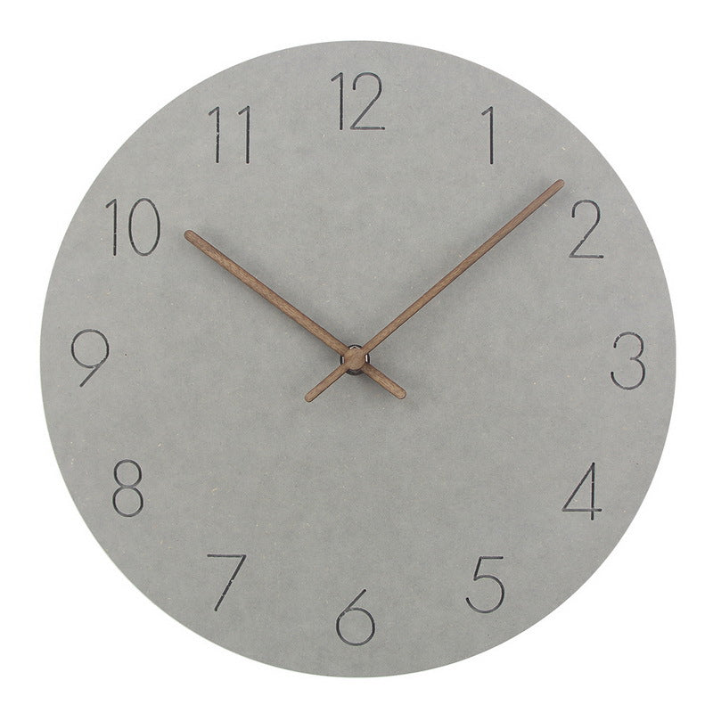 Minimalistische skandinavische runde Holzwanduhr mit geräuschlosem Uhrwerk