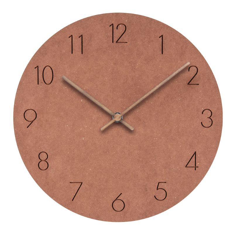 Minimalistische skandinavische runde Holzwanduhr mit geräuschlosem Uhrwerk