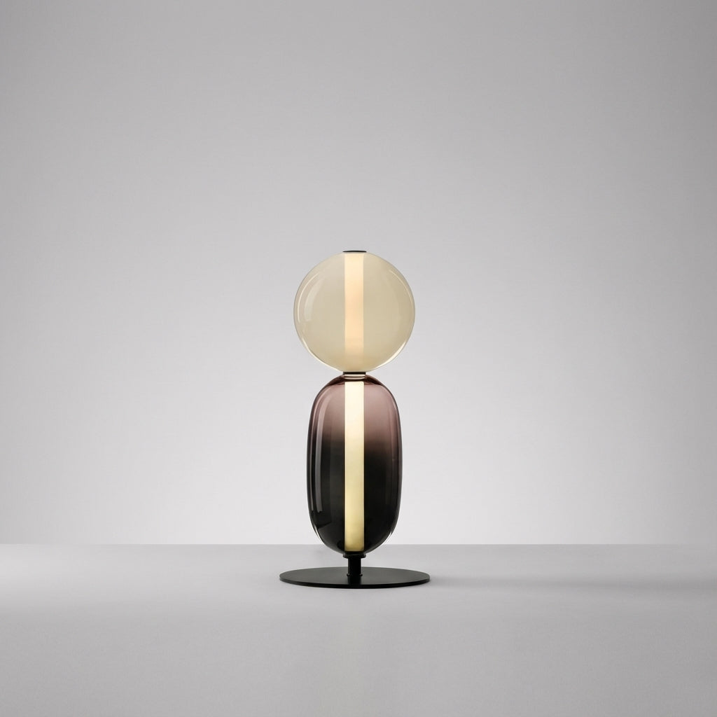 Minimalistische verstellbare Stimmungs-Tischlampe aus Eisen und Glas mit mehrfarbigem Licht