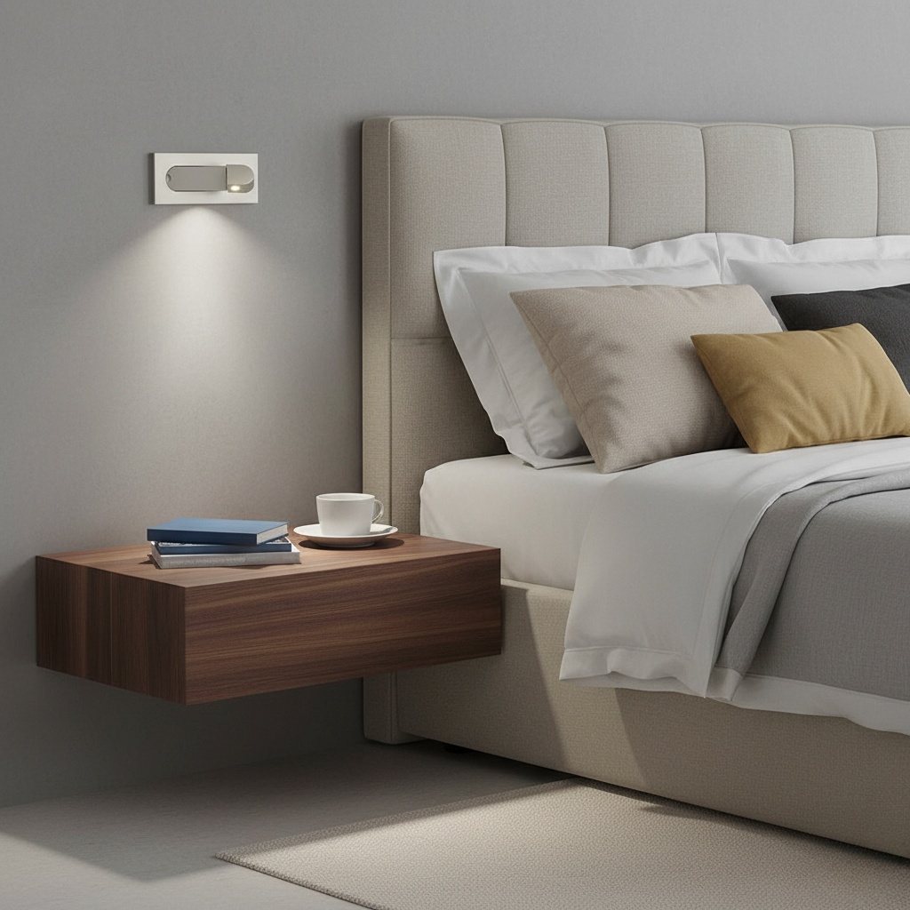 Minimalistische, klappbare Wandleuchte aus Aluminium mit verstellbarem Arm zum Lesen