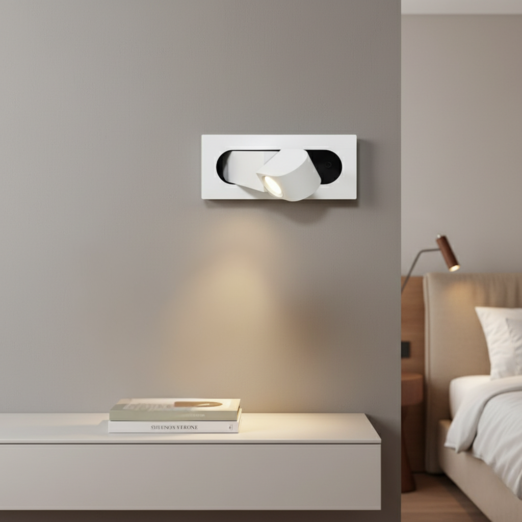 Minimalistische, klappbare Wandleuchte aus Aluminium mit verstellbarem Arm zum Lesen
