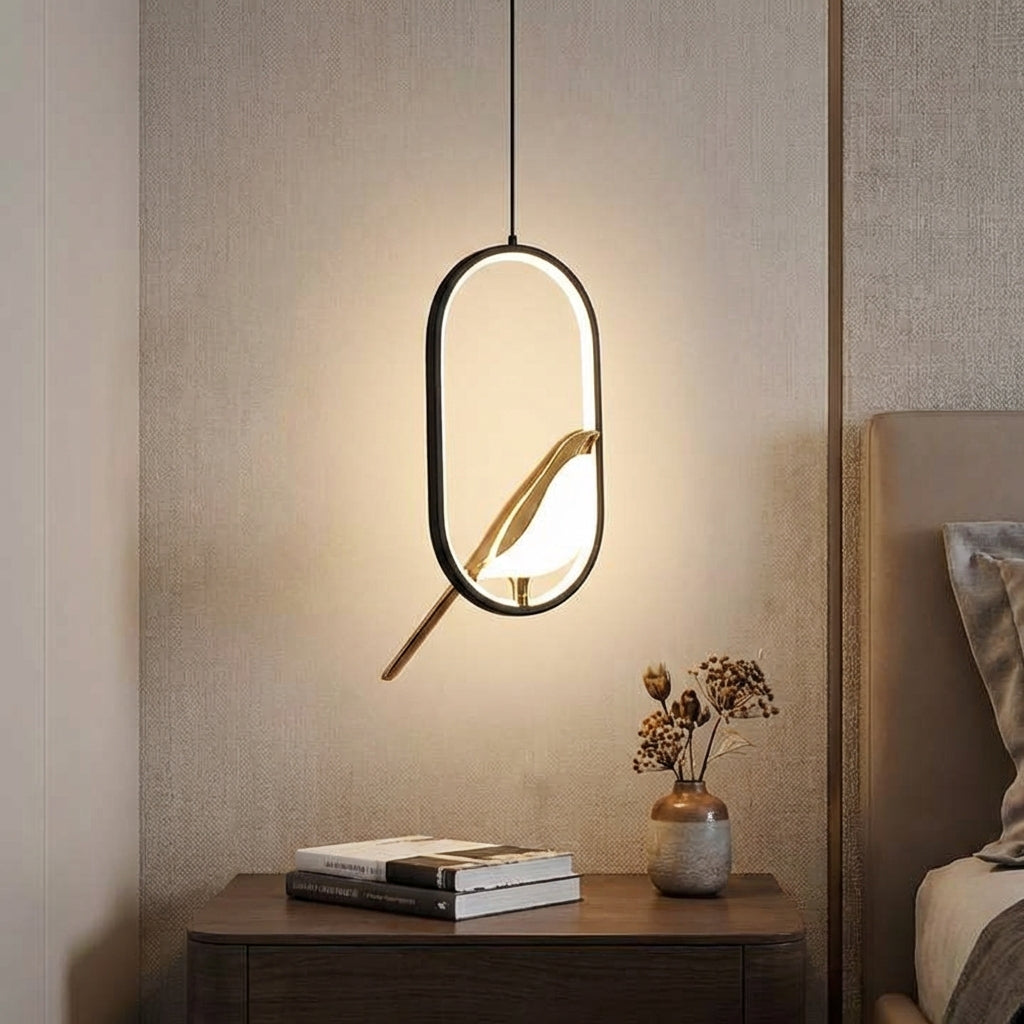 Skulpturale, ovale, minimalistische Pendelleuchte mit verstellbarer Aufhängung