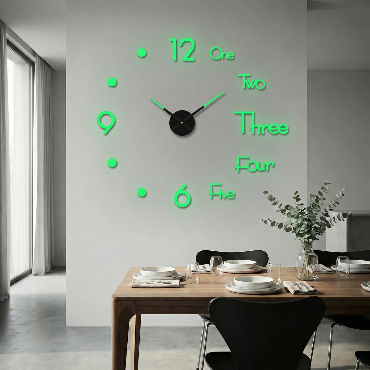 Übergroße minimalistische leise Quarzwanduhr mit erhabenen Ziffern