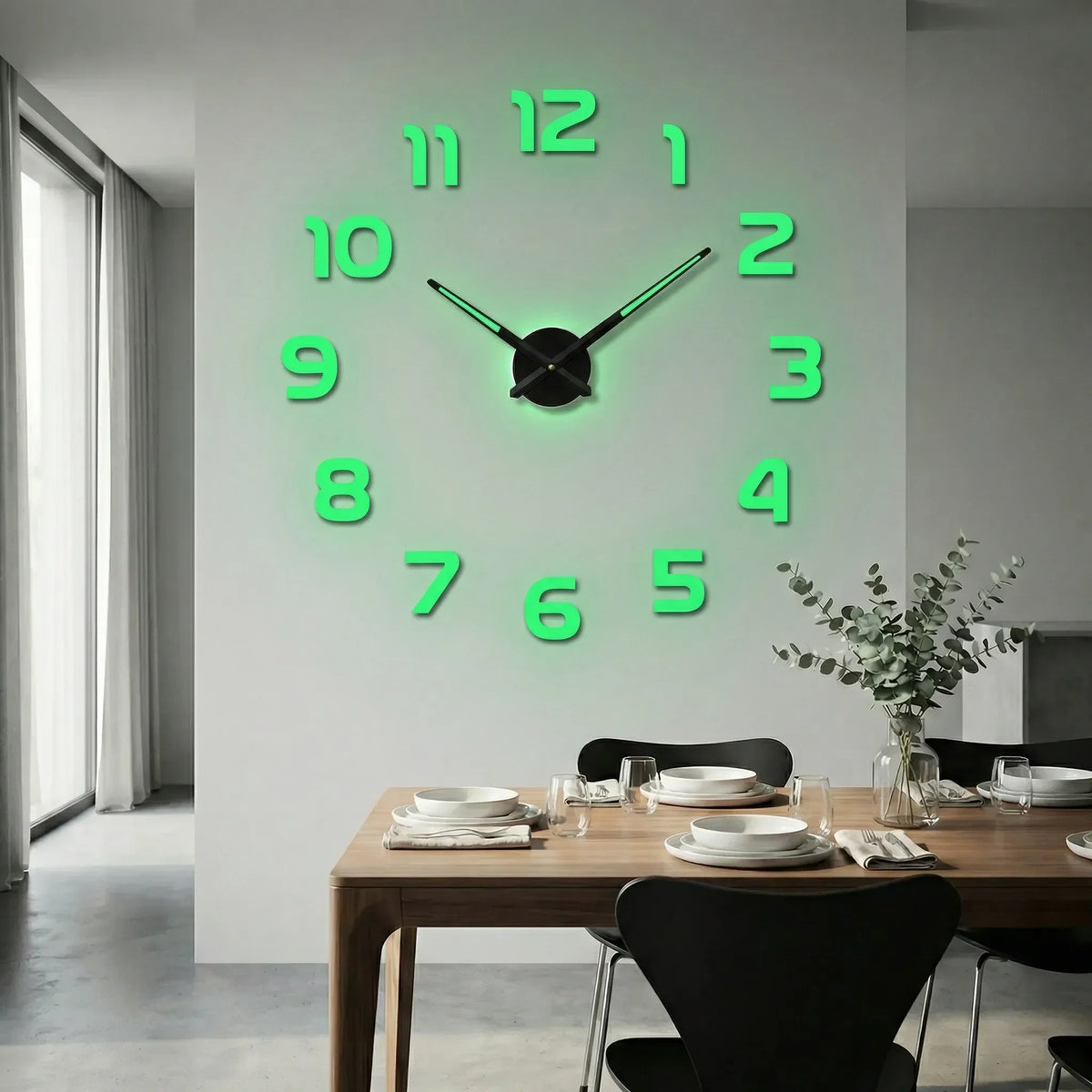 Übergroße minimalistische leise Quarzwanduhr mit erhabenen Ziffern