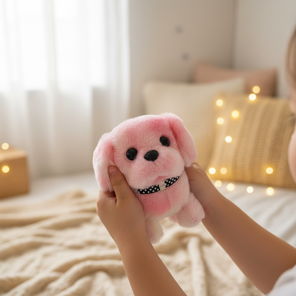 Interaktive Plüsch-Welpenfigur zum Laufen, Bellen und Reagieren auf Berührungen