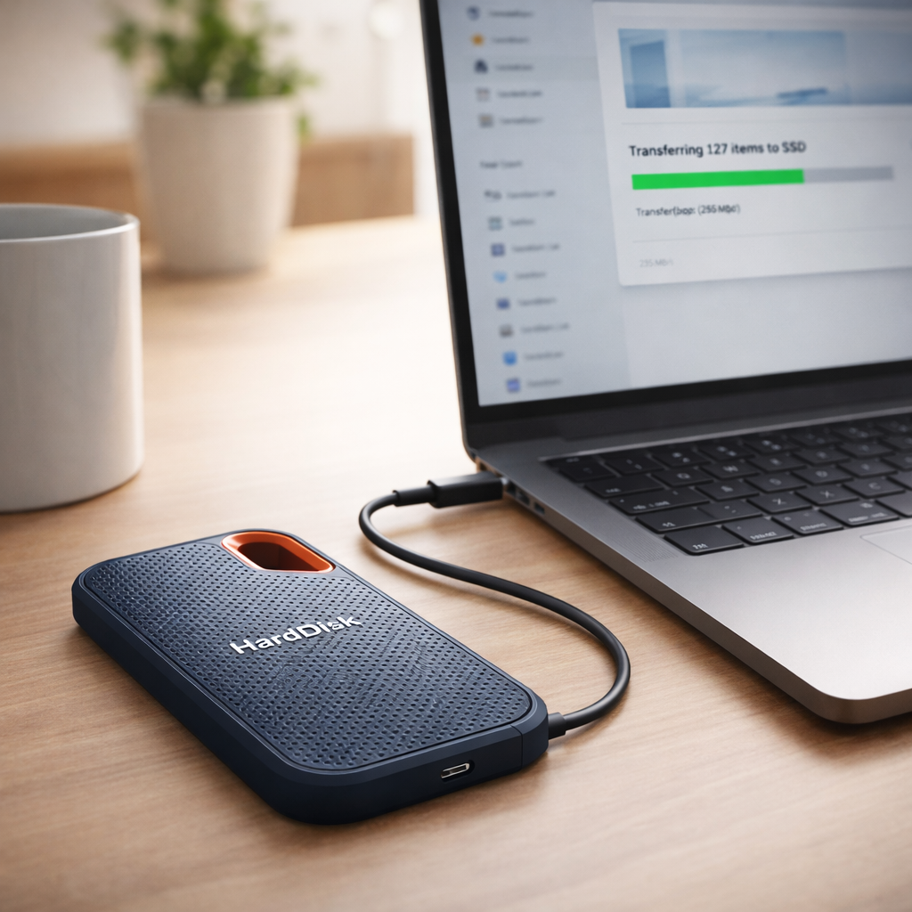 Kompakt, stødsikkert eksternt bærbart SSD-drev i aluminiumslegering med USB-C