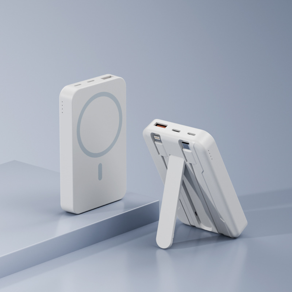 Tragbare Powerbank mit Magnetständer und kabelloser Schnellladefunktion