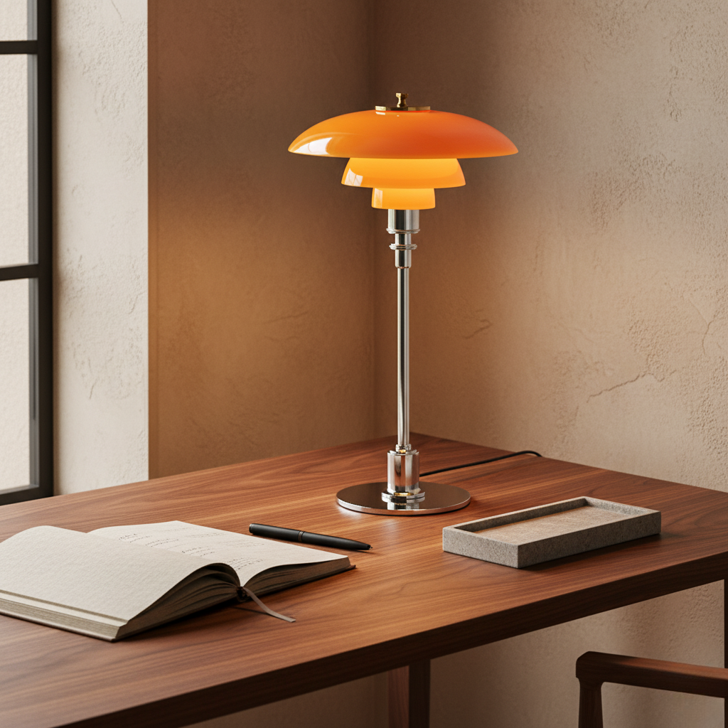Skandinavische Nachttischlampe aus transparentem Glas mit Metallfuß