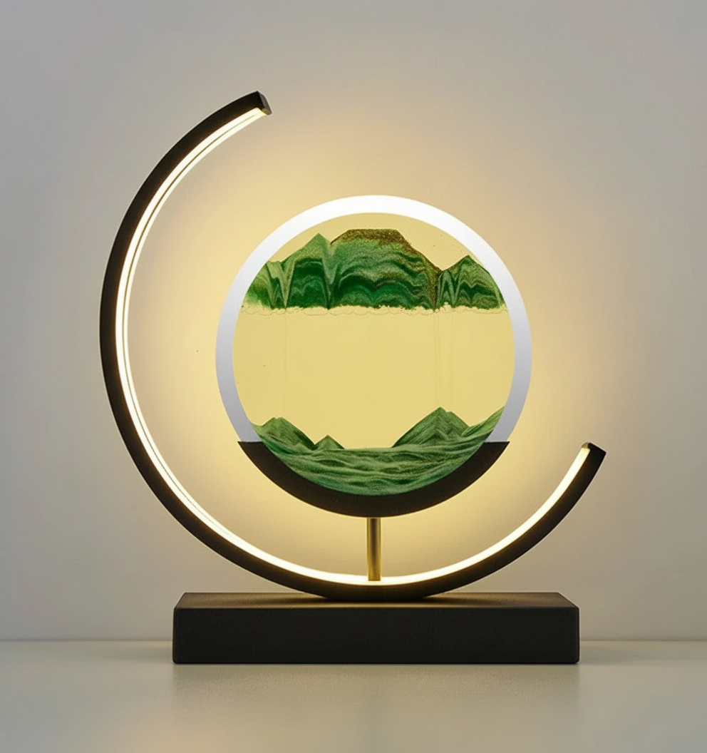 Tischlampe mit stimmungsvoller Leuchtwirkung und Wüstenlandschaft