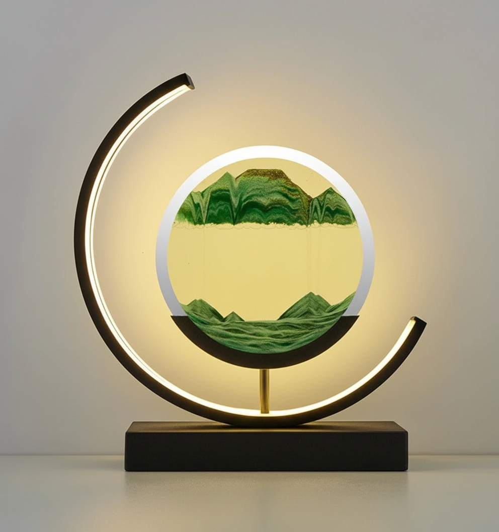 Tischlampe mit stimmungsvoller Leuchtwirkung und Wüstenlandschaft