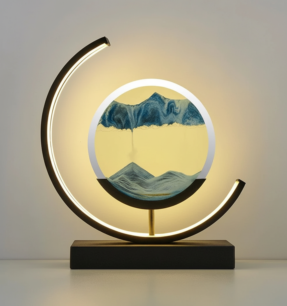 Tischlampe mit stimmungsvoller Leuchtwirkung und Wüstenlandschaft