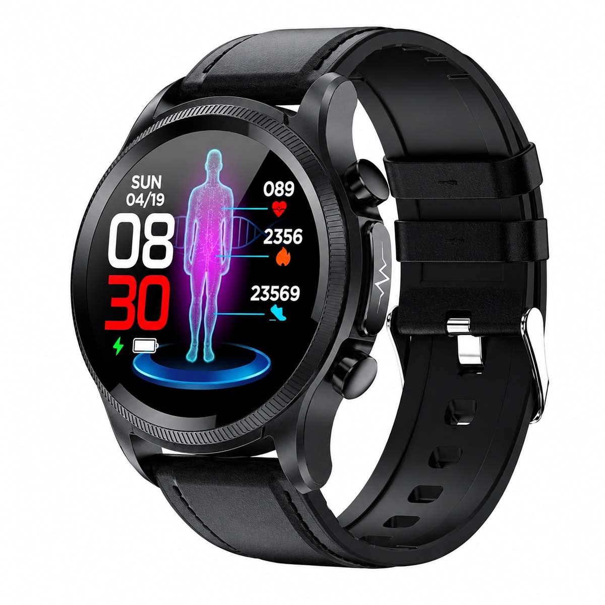 Elegante, am Handgelenk getragene Fitness-Tracker-Smartwatch mit Herzfrequenz- und Glukoseüberwachung