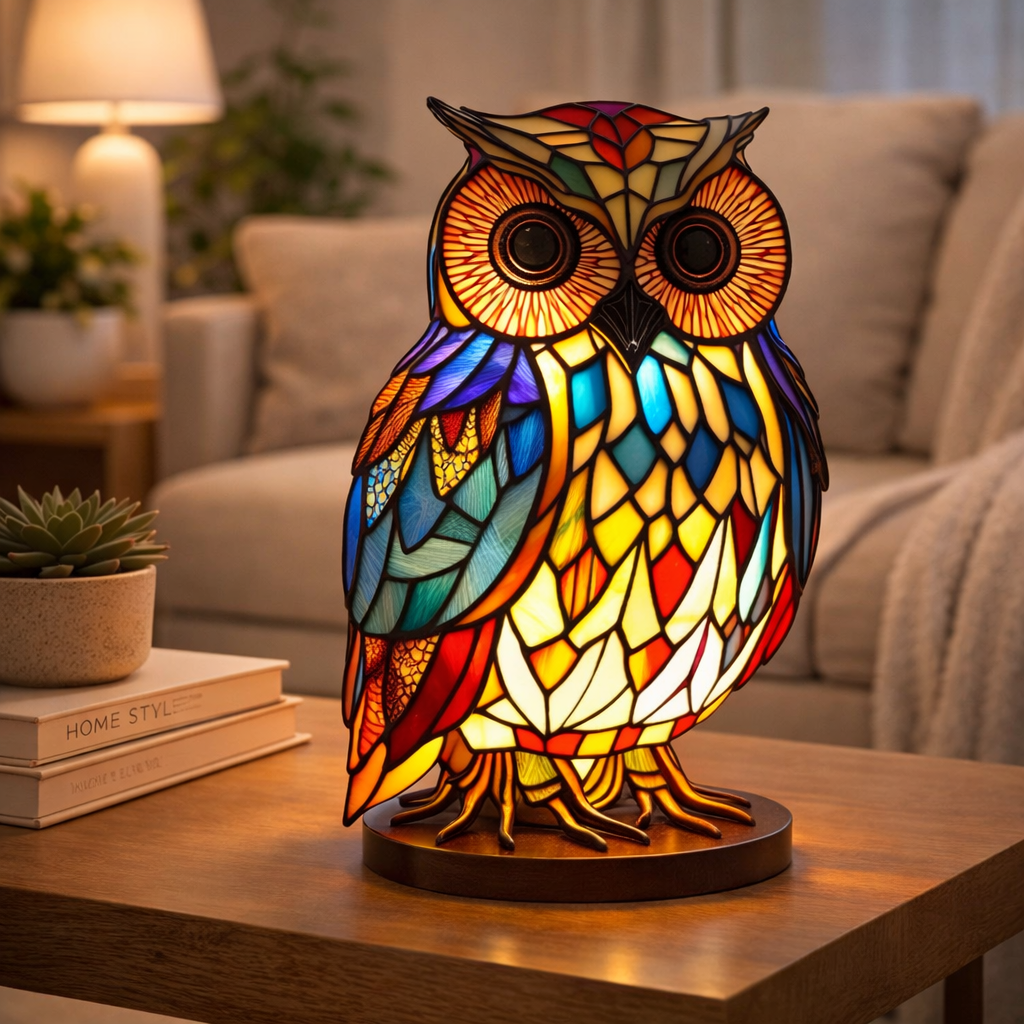 Akzent-Tischlampe als Tierfigur im Tiffany-Stil