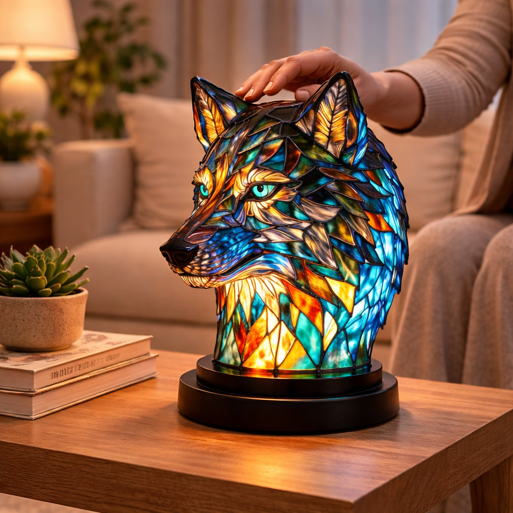Akzent-Tischlampe als Tierfigur im Tiffany-Stil
