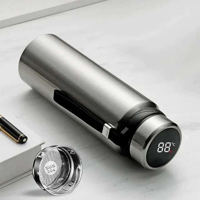 Elegante vakuumisolierte Edelstahl-Thermotrinkflasche mit Temperaturanzeige