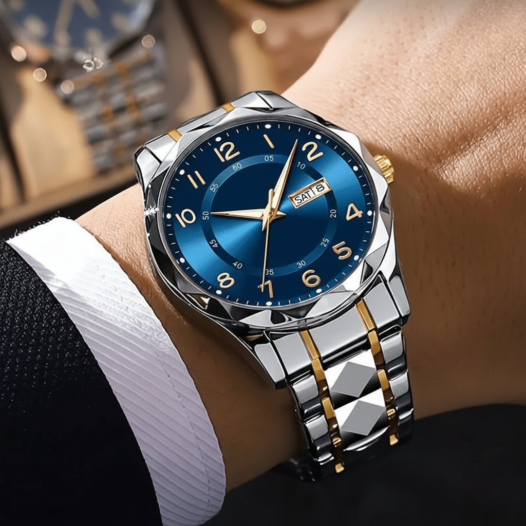 Leichte, kratzfeste Sportuhr aus Titan mit Doppelanzeige und Chronograph