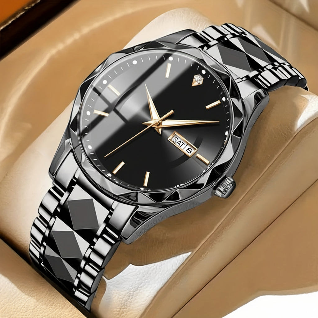 Leichte, kratzfeste Sportuhr aus Titan mit Doppelanzeige und Chronograph