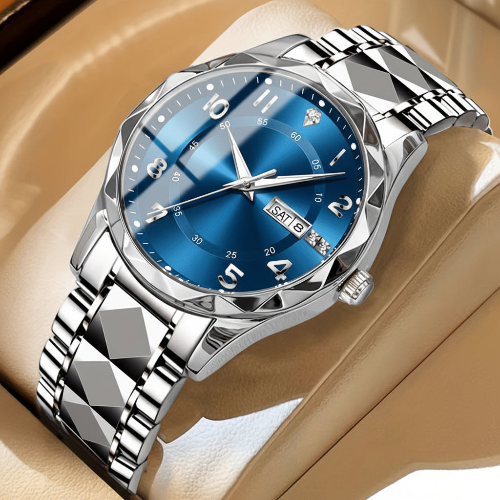 Leichte, kratzfeste Sportuhr aus Titan mit Doppelanzeige und Chronograph