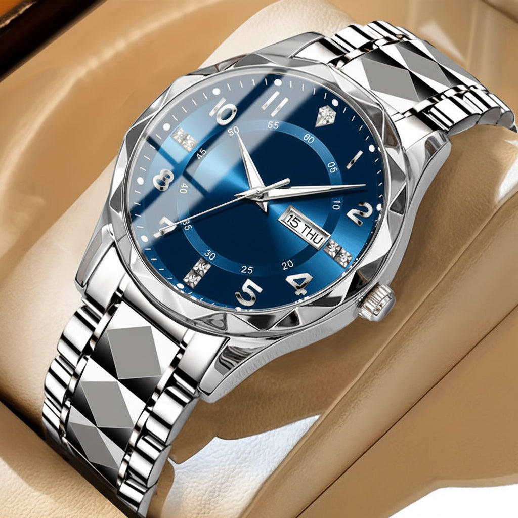 Leichte, kratzfeste Sportuhr aus Titan mit Doppelanzeige und Chronograph