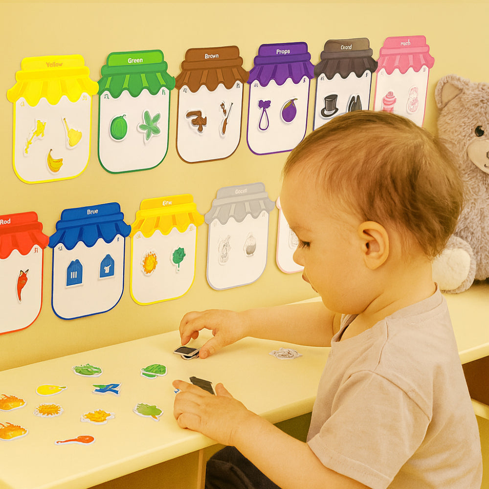 Von Montessori inspiriertes magnetisches Zuordnungs- und Sortierbrett als Lernspielzeug-Set